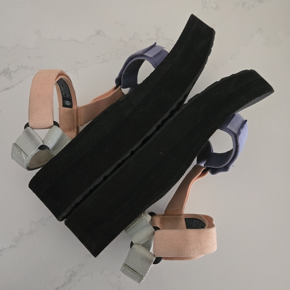 Teva Flatform Universal Velcro Sandals Sherbert Black Green Blue Coral Size 8 - Picture 8 of 8